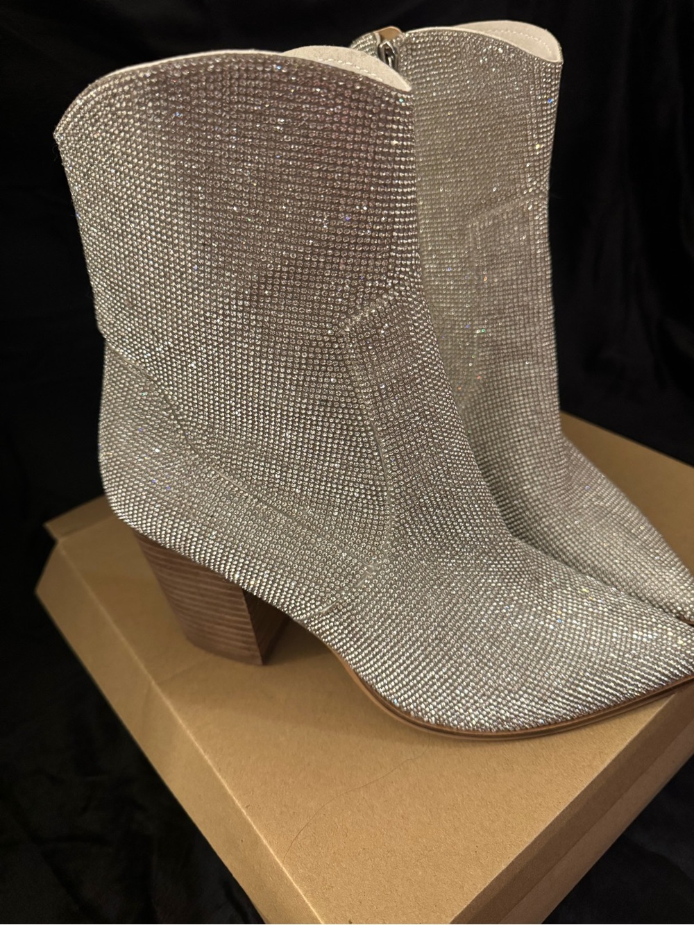 Steve Madden Silver Rhinestone Ankle Booties
